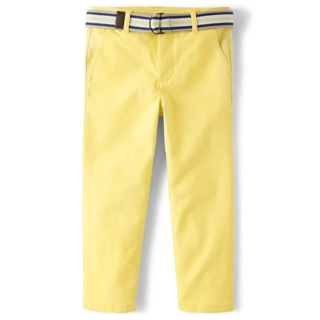 Pantalones chinos de sarga con cinturón Gymboree, amarillo sol, para niños pequeños de 8 años