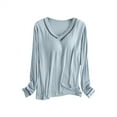 thumbnail image 3 of T-shirt de Sommeil à Manches Longues pour Femmes, Couche de Base, Chandails Extensibles, Col, Haut de Pyjama, 3 of 3