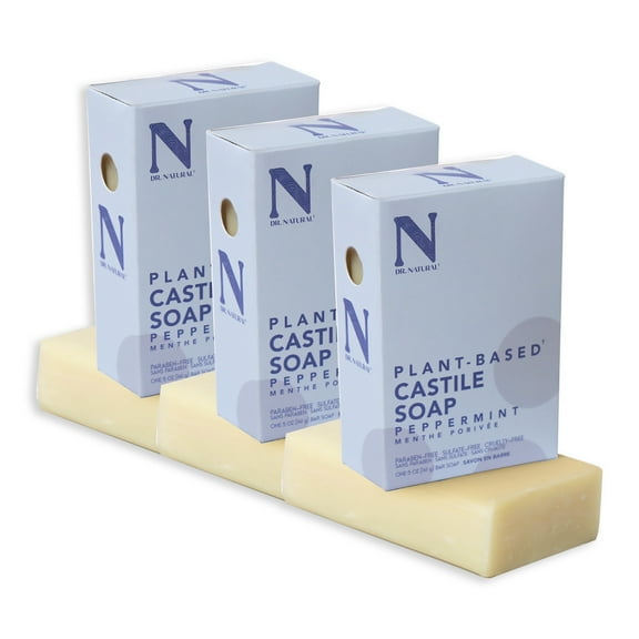 Dr. Natural Castile Bar Soap, Soap Bars, Peppermint, 5 oz, 3 pk