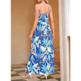 thumbnail image 4 of Women'S 2025 Summer Maxi Dress Floral Tie Front Spaghetti Strap Casual Boho Beach Flowy Sundress Blue S, 4 of 6