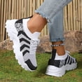 thumbnail image 3 of Womens Platform Sneakers Color Block Knit Mesh Lace up Tennis Shoes Comfortable Arch Support Cushioning Running Shoes Black Size 5.5, 3 of 6