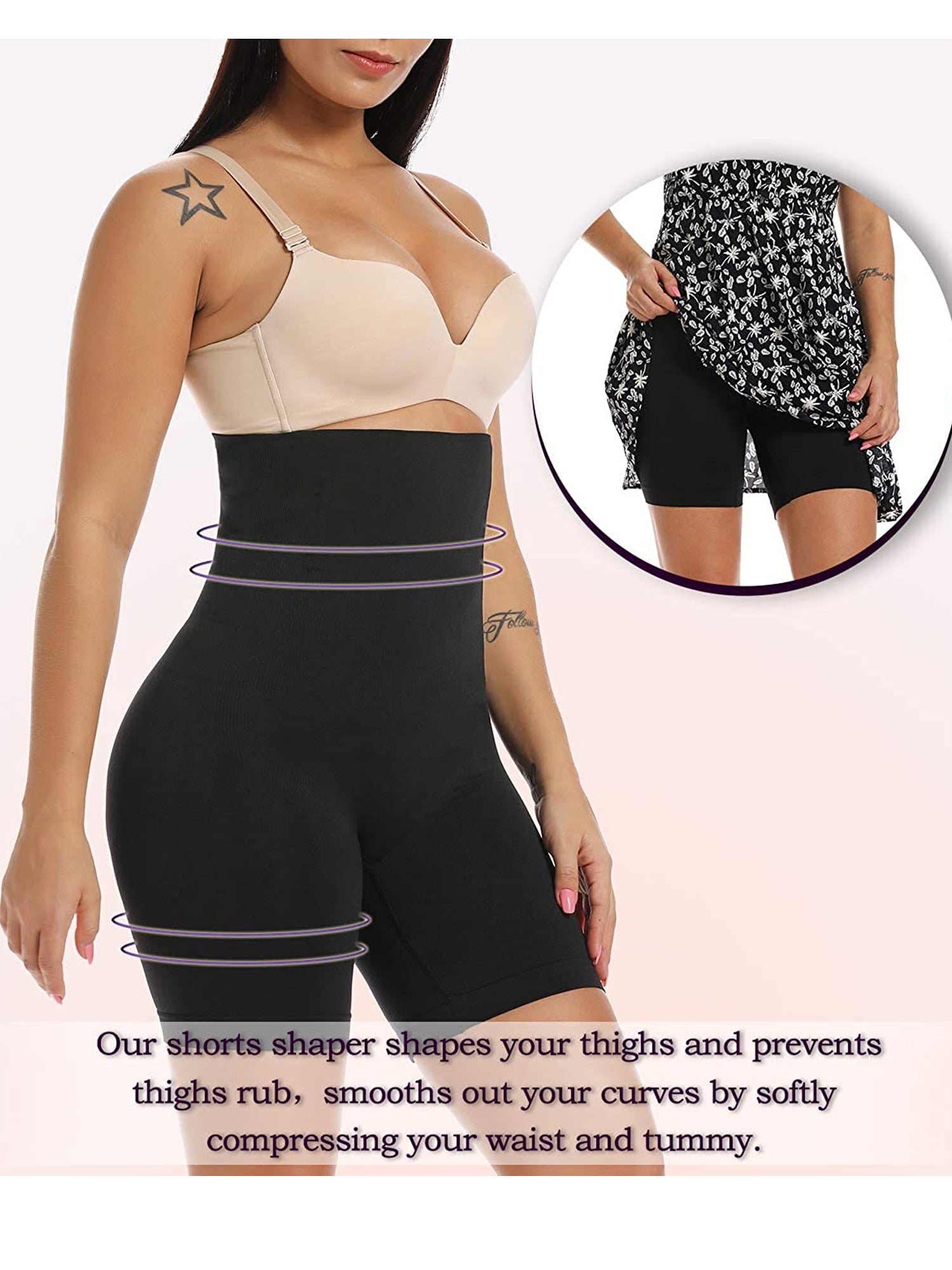 Jenbou Shapewear for Women High Waisted Body Shaper Tummy Control Panties  Waist Trainer Thigh Slimmer Shorts Nude at  Women's Clothing store
