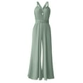 thumbnail image 4 of up to 60% off Gifts Usmixi Jumpsuits for Women Dressy High Waist Fashion Loose Wide Leg Tank Long Jumpsuits Overalls with Belt Summer V-Neck Sleeveless Solid Maxi Formal Rompers Green m, 4 of 7