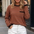 thumbnail image 4 of Horkkom Sweatshirt for Women Casual Crewneck Trendy Pullover Tops Striped Comfy Long Sleeve Sweatshirt S, 4 of 4