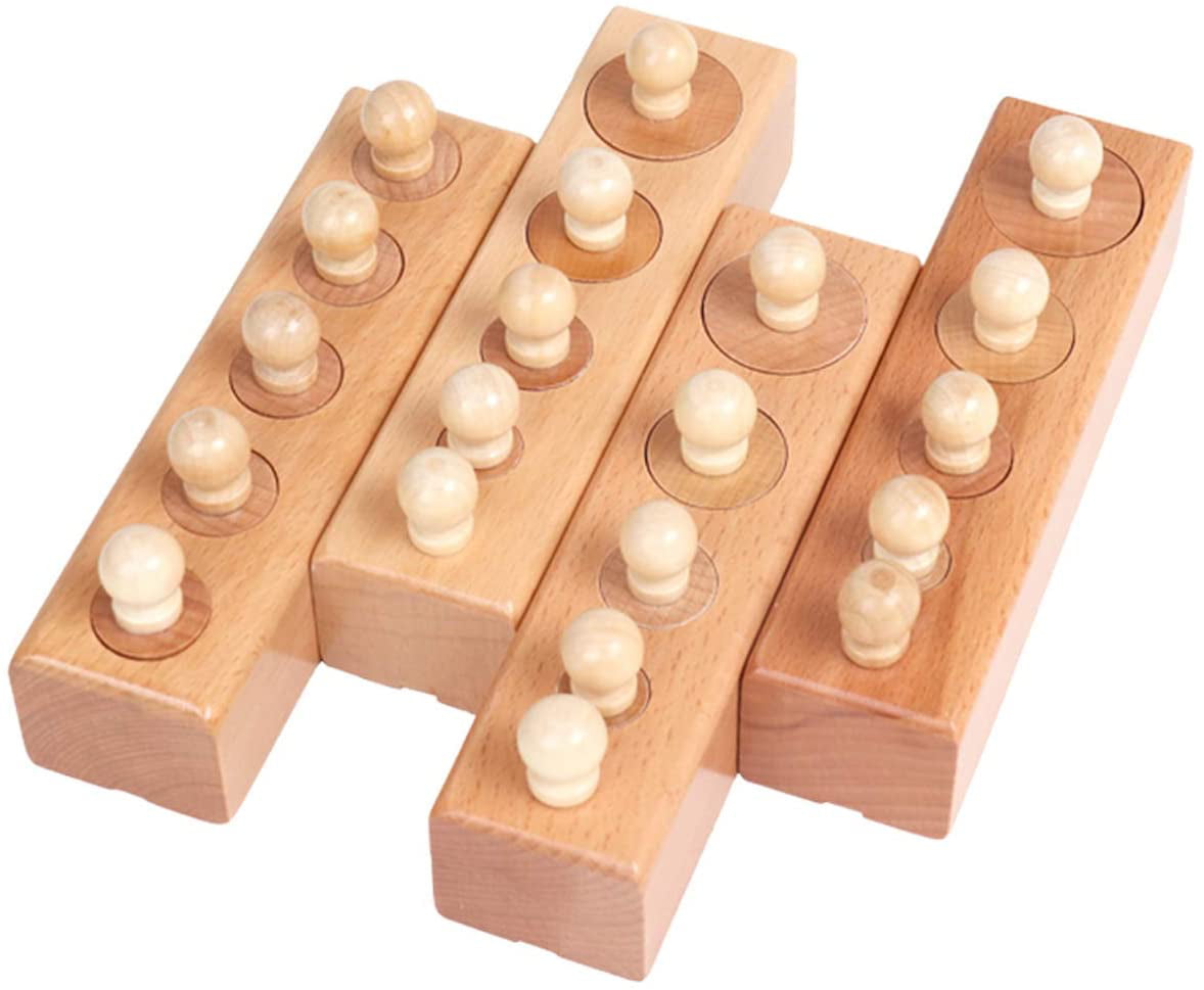 Montessori Wooden Cylinders Toys Building Sets Block Activity Preschool Kids G 