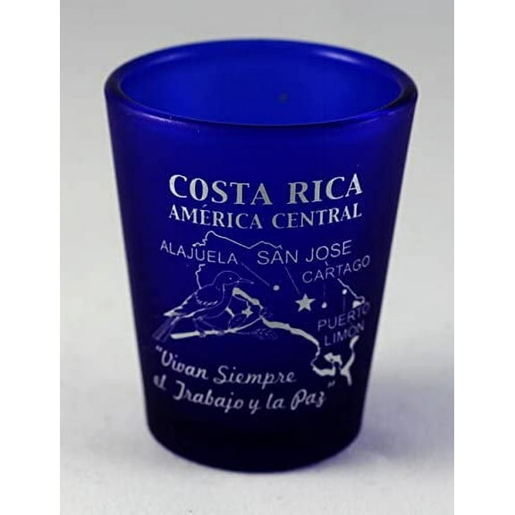 costa rica central america cobalt blue frosted shot glass