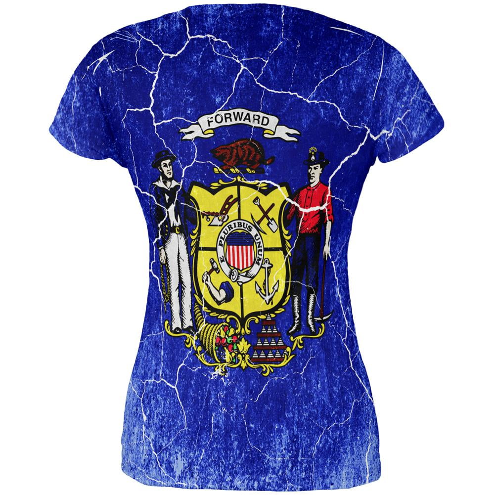 Wisconsin State Flag Distressed T-Shirt