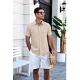 thumbnail image 2 of COOFANDY Men's Relaxed Fit Button-Up short Shirt with Decorative Stripes - Casual and Office Wear, 2 of 9