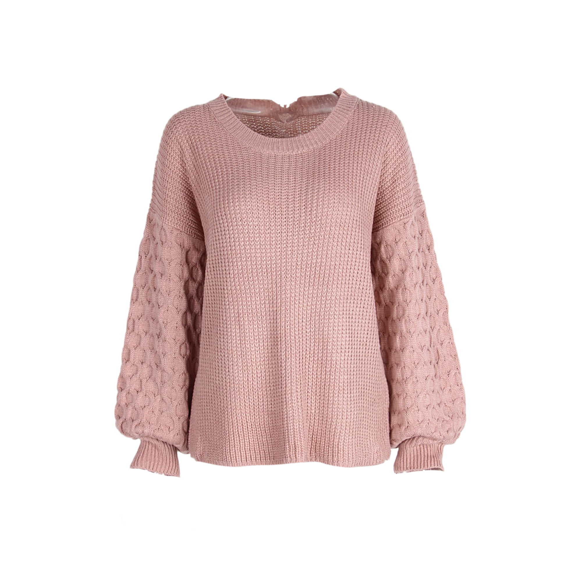 Avamo Ladies Knitwear Crew Neck Jumper Tops Chic Winter Warm Knitted Sweaters Pink S Walmart