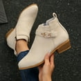 thumbnail image 2 of Miluxas Women's Fashion Casual Metallic Velvet Fall Style Fashion Side Zipper Chunky Heel Casual Short Nude Boots A-Beige 5.5(36), 2 of 9