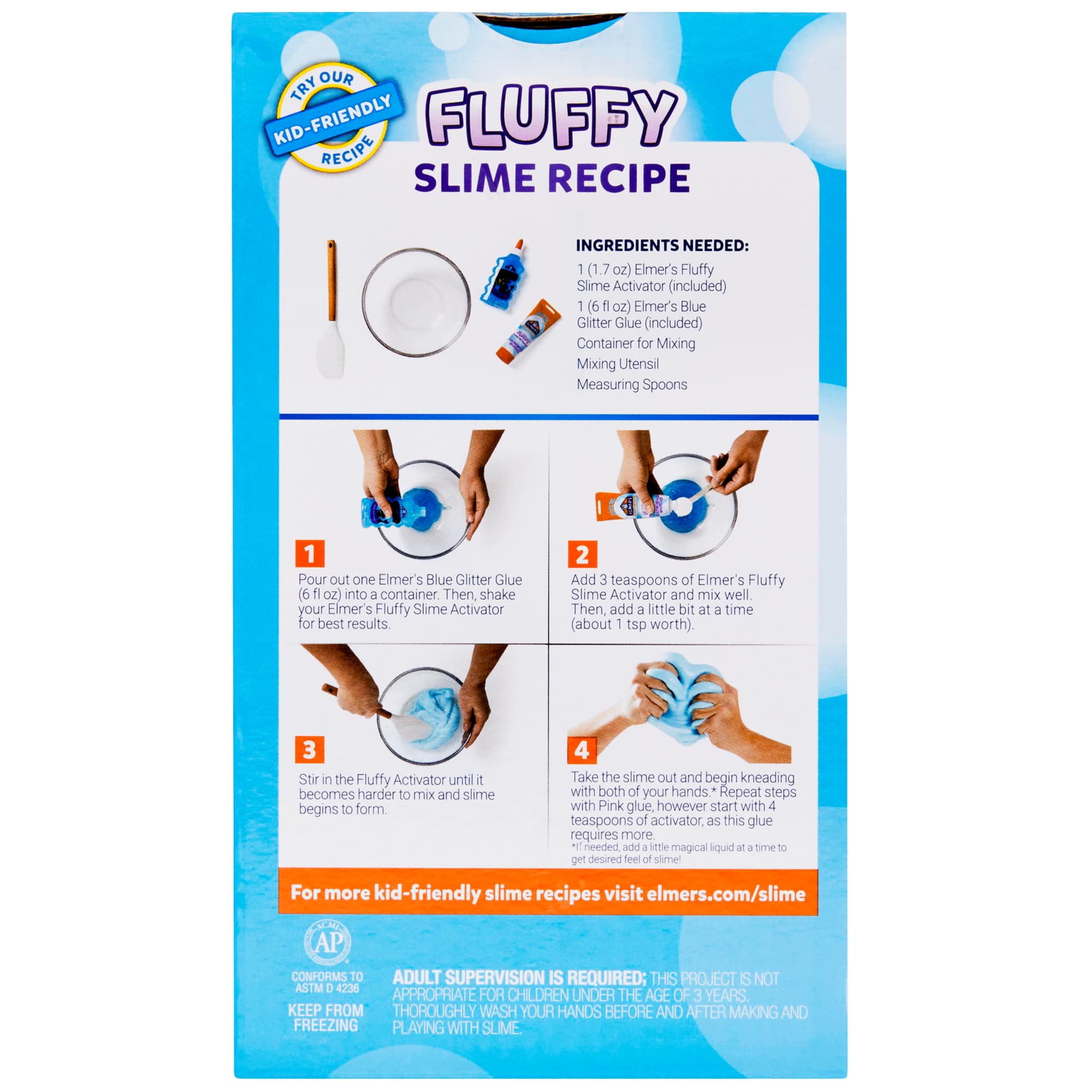 Elmer’s Fluffy Slime Kit, Includes Elmer’s Translucent Glue, Elmer’s Glitter Glue, Elmer’s Slime Activator, 4 Count