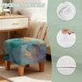 thumbnail image 7 of Jiueut Blue Golden Marble Print Cover for Footstool, Stretchable Footstool Protector Comfortable Rectangular Furniture Protection with Anti Slip Band for Footrest Sofa, 7 of 7