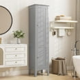 thumbnail image 4 of Tall Bathroom Storage Cabinet, Freestanding Narrow Linen Tower Cabinet with Bottom Adjustable Shelves & 2 Doors, Modern Slim Floor Cupboard Cabinets for Small Spaces, Living Room, Home Office, 4 of 7