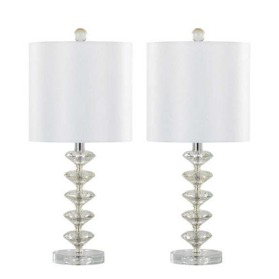 LumiSource Clear Diamond Stacked 23" Crystal Table Lamp - Set of 2