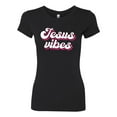thumbnail image 2 of Wild Bobby, Jesus Vibes Inspirational/Christian Women Slim Fit Junior Tee, Black, Small, 2 of 6