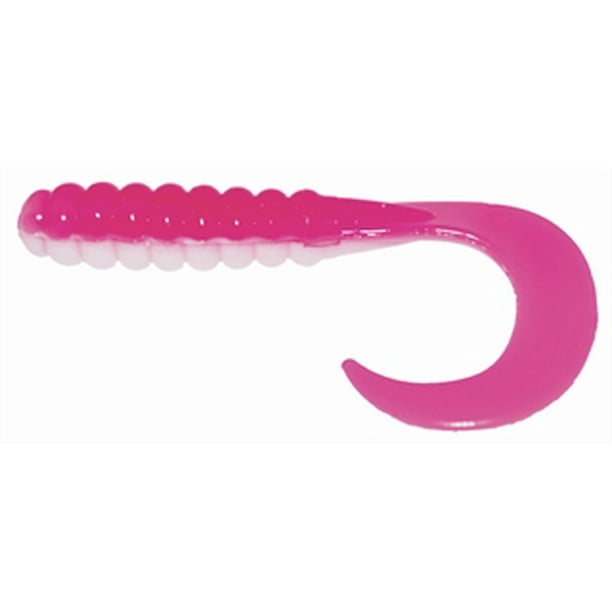 Big Bite Baits CTG212 2" Curl Tail Grub Pink/White 10Pk Sinkbait