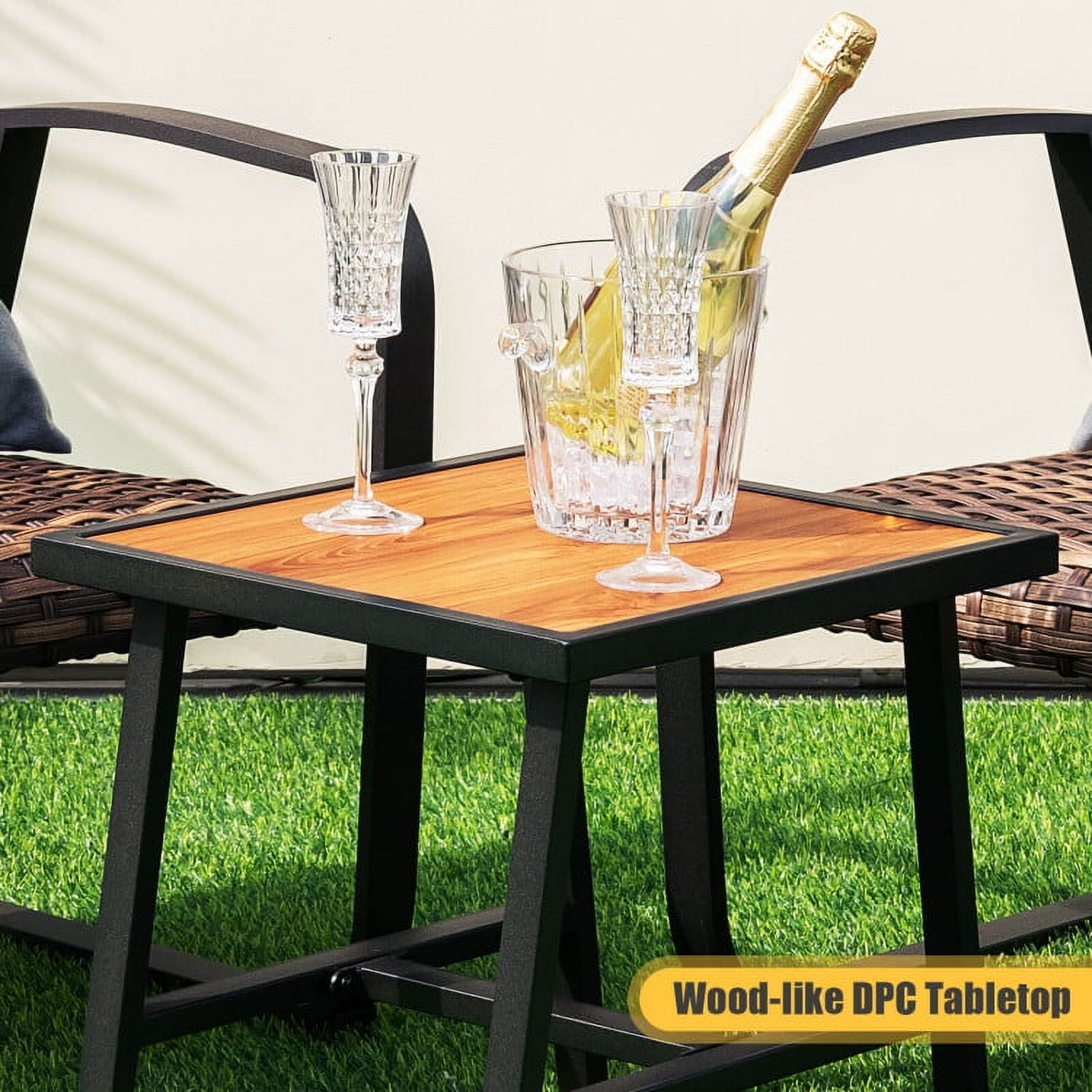 Aimee Lii 3 Pieces Patio Furniture Set, Patio Rattan Coffee Table Set with Quick Dry Lumbar Pillows