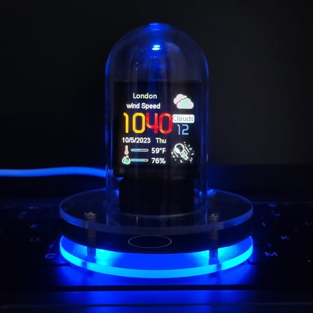 ?CyberGlow X Pro? Smart Glow Tube Clock Weather Station + Bitcoin Tracker Cyberpunk Desktop Art Decoration