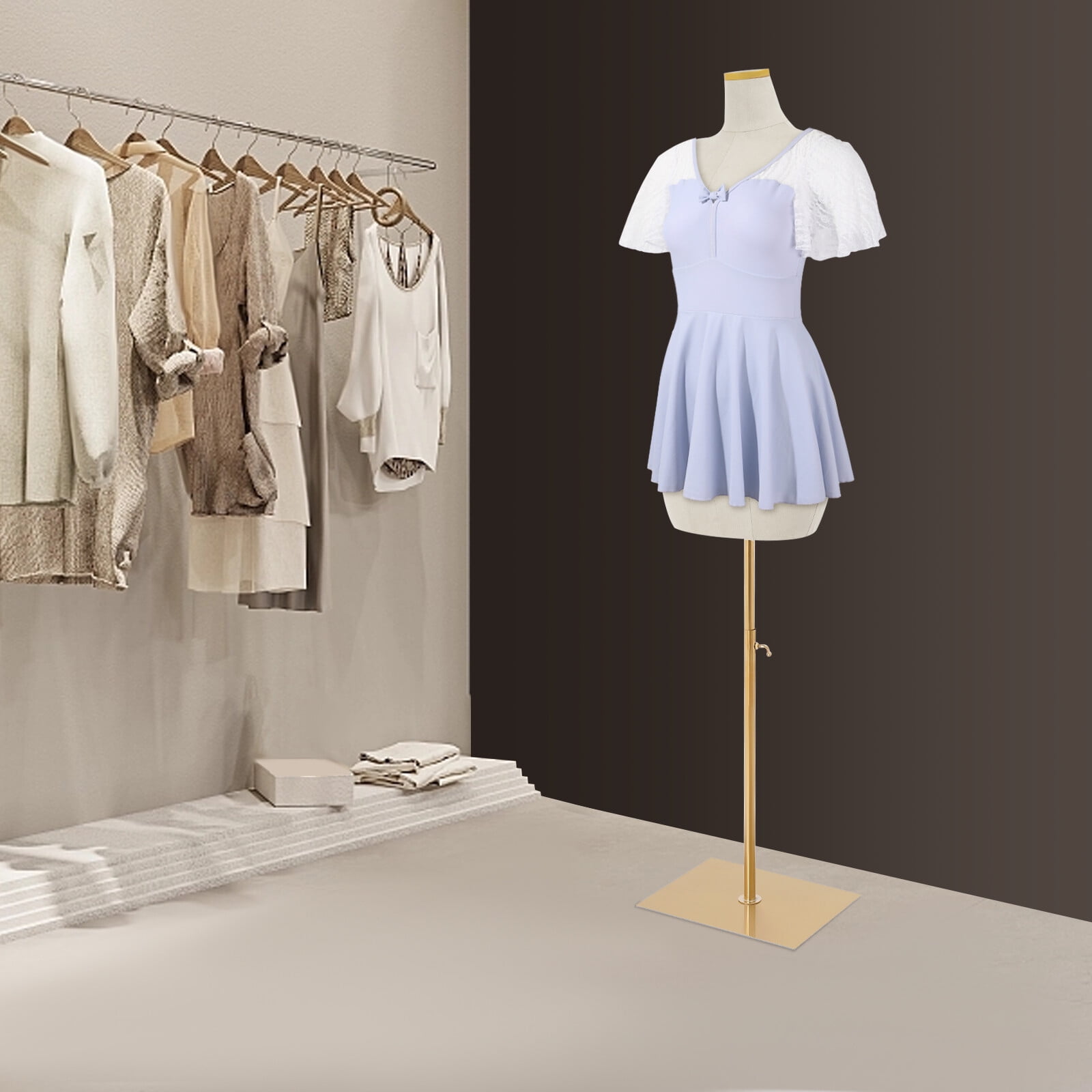 Female Mannequin Model with Stand, Half-length Model, Mannequin Dress Form for Boutiques, Clothing Stores, Display Windows, Shopping Malls