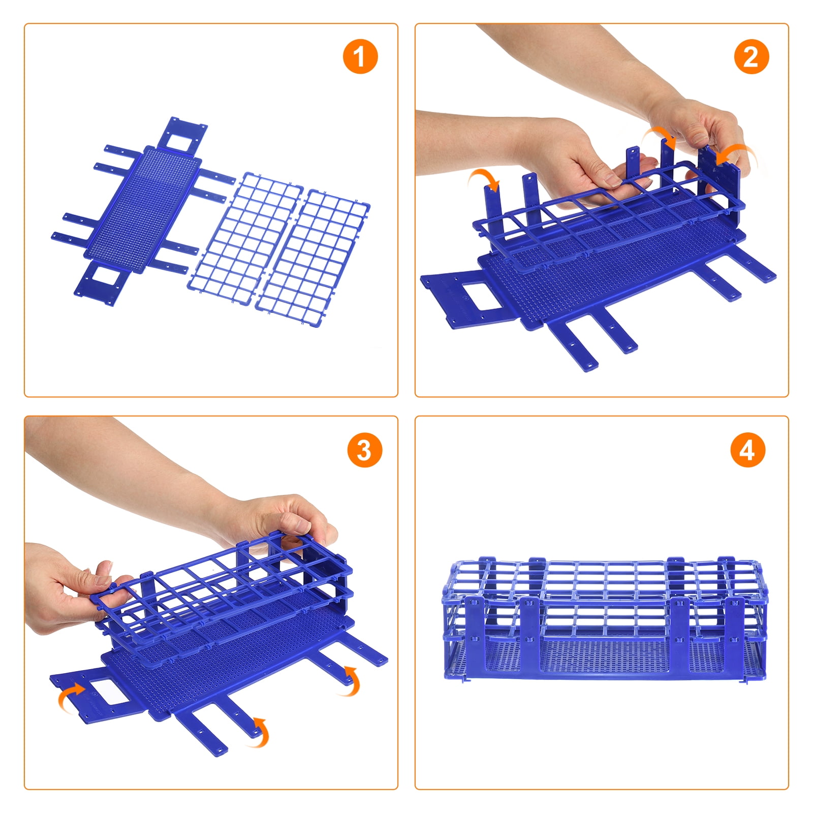 Uxcell Plastic Test Tube Rack Holder 40 Holes 3 Layers Detachable Holder Blue for 20mm Test Tubes, Pack of 3