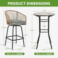 thumbnail image 2 of Villeston 3pcs Outdoor Bar Set, Patio Bar Table and Chairs Set, Bar Height Patio Set - 2 x Swivel Bar Chairs , 1 x Round Bar Table(DPC Wood-Like)-Grey, 2 of 7
