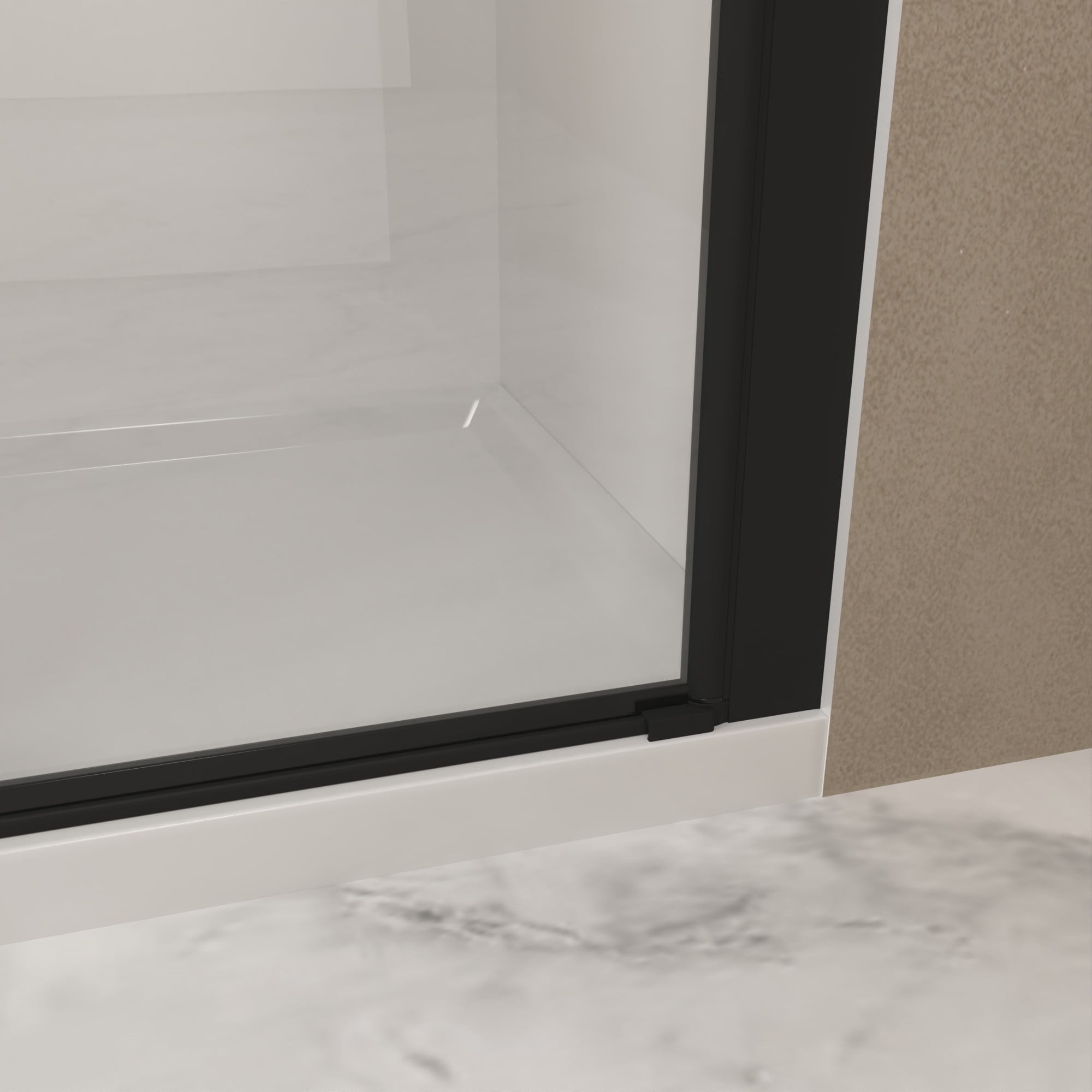 32"W x 72" Pivot Shower Door,Half Frame Shower Door,1/4" Transparent Glass,Matte Black Aluminum Frame