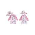 thumbnail image 3 of Aojekbee Baby Girl's Bathing Suit Set, Sea Shell Print Long Sleeve Rash Guard Swimsuit Wide Brim Sun Hat Infant Toddler Beachwear, 3 of 10