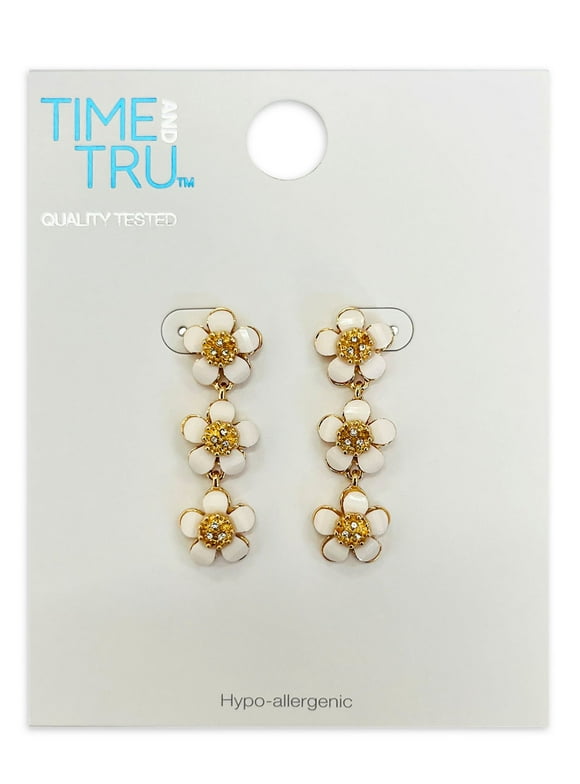 Time and Tru Linear Flower Earrings