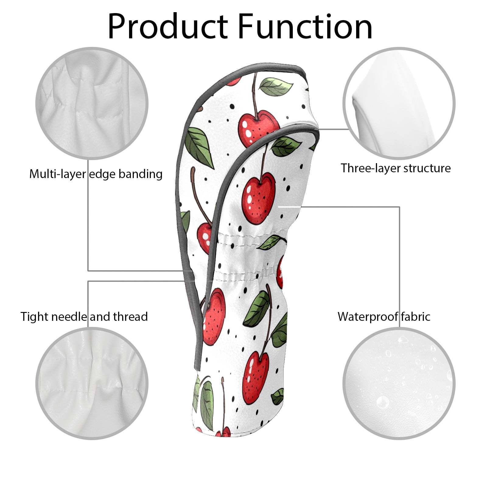 Golf Head Covers Cherry Blossom Pattern for Driver, Wood & Hybrid, Premium Waterproof PU Leather with Plush Lining, Delicate Floral Golf Gifts