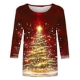 thumbnail image 4 of Abomasnow Plus Size Christmas Shirts for Women Christmas Tree Print T-Shirts Xmas Gifts Long Sleeve Crewneck Pullover Tops S-5XL, 4 of 5