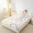 thumbnail image 4 of Feelyou Cute Flower Rainbow Twin Sheet Sets for Teen, Kawaii Spring Floral Twin Fitted Sheet, Princess Cartoon Style Flat Sheet, Breathable Home Decor, 3-Piece, 4 of 7