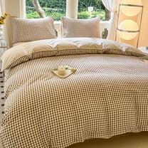 SPOORYYO 4 Piece Bed Sheet Set with Duvet Cover, Fitted Sheet and Pillowcases, All Season Polyester Bedding for Double Size Bed