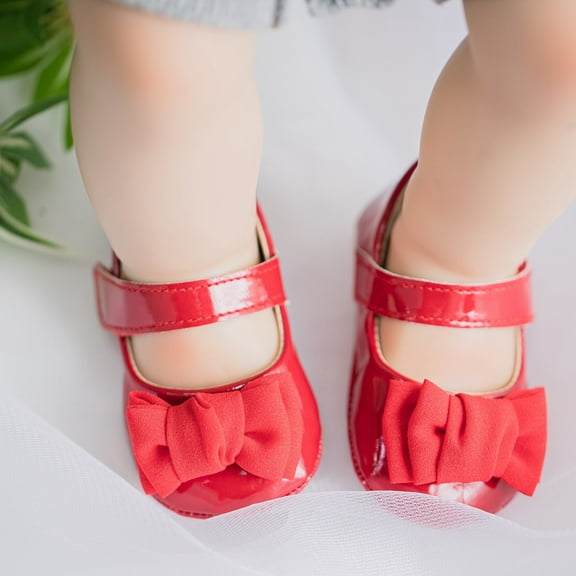 Baby Girls Wedding Dress Shoes Bow Ballet Princess Mary Jane Flats Toddler First Walkers Sneaker Crib Baptism Shoes