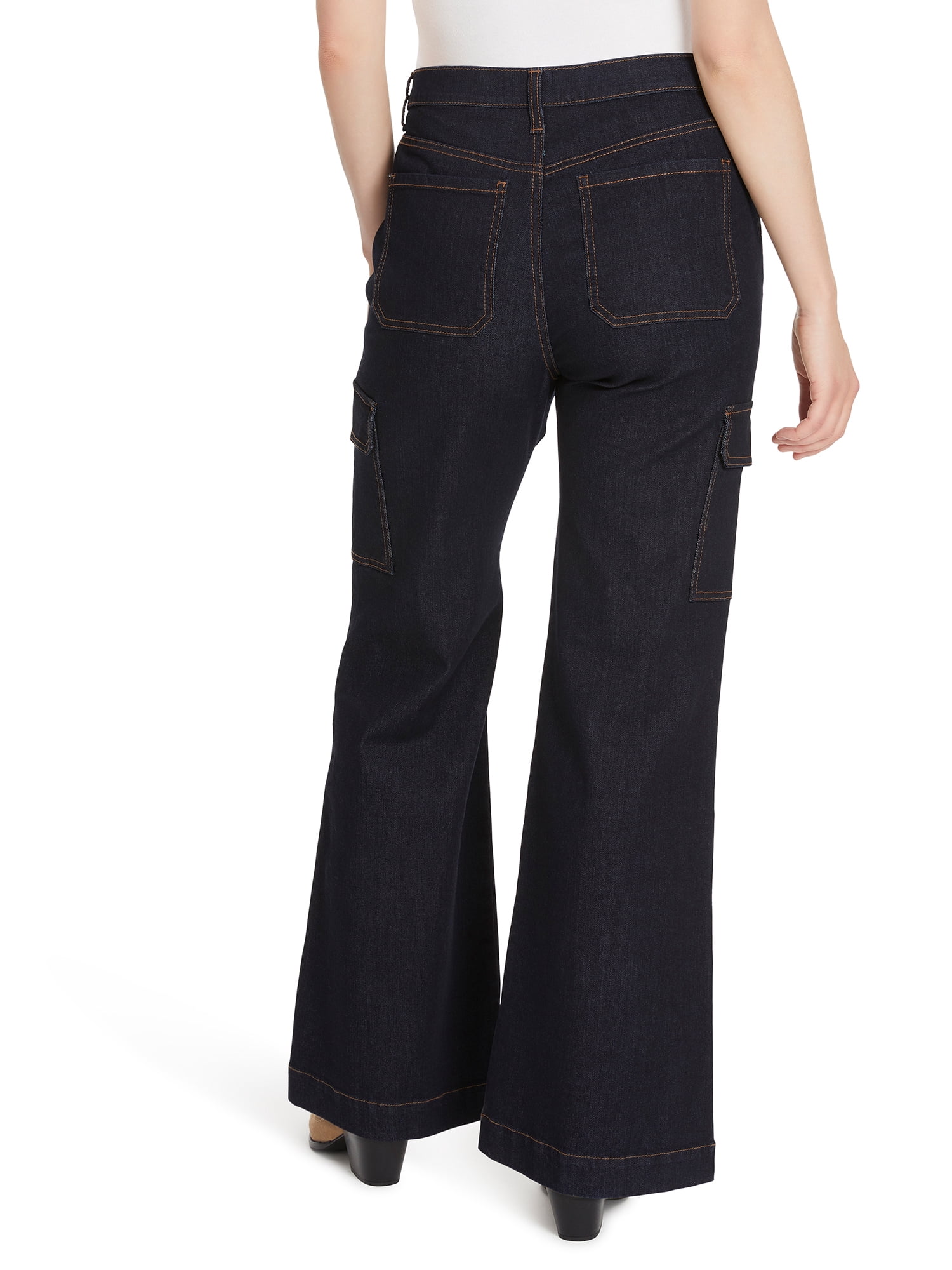 Gloria Vanderbilt Women's High Rise Wide Leg Cargo Jeans, Regular and Short Inseams, Sizes 2-18