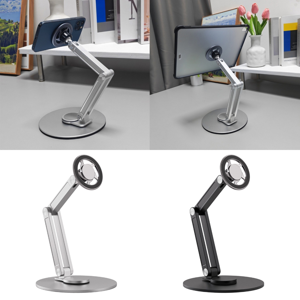 360 Degree Rotating Metal Phone Stand For Desk Magnetic Hollow Design Bracket