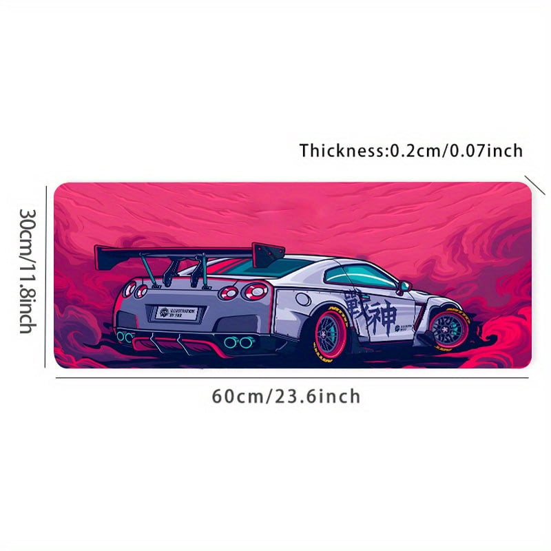 Cool Pink Racing Sports Car Large Gaming Mouse Pad - Non-Slip, Aesthetic Desk Mat For Gamers & Office Use - Perfect Birthday Gift For Teens, Friends, And Boyfriends