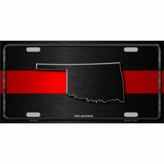 Oklahoma Thin Red Line Metal License Plate