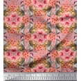 thumbnail image 1 of Soimoi Rayon Fabric Floral,Hummingbird & Squirrel Animal Print Sewing Fabric Yard 42 Inch Wide, 1 of 1