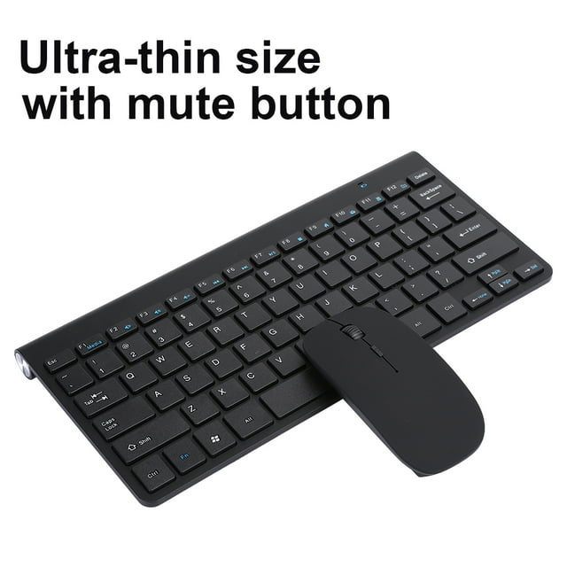Wireless Mouse and Keyboard, Mute Button Ultra-thin Size Photoelectric Resolution 1200dpi Wireless Keyboard Mouse for Business for Office for Home Black