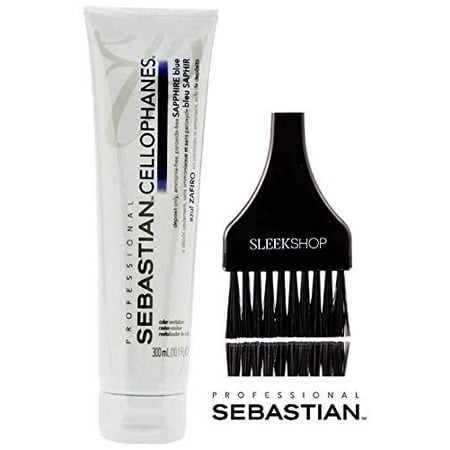 Sebastian CELLOPHANES SAPPHIRE BLUE, Color Revitalizer with A3 Complex, Deposit Only, Ammonia-Free, Peroxide-Free (with Sleek Tint Applicator Brush) (SAPPHIRE BLUE - 10.1 oz / 300