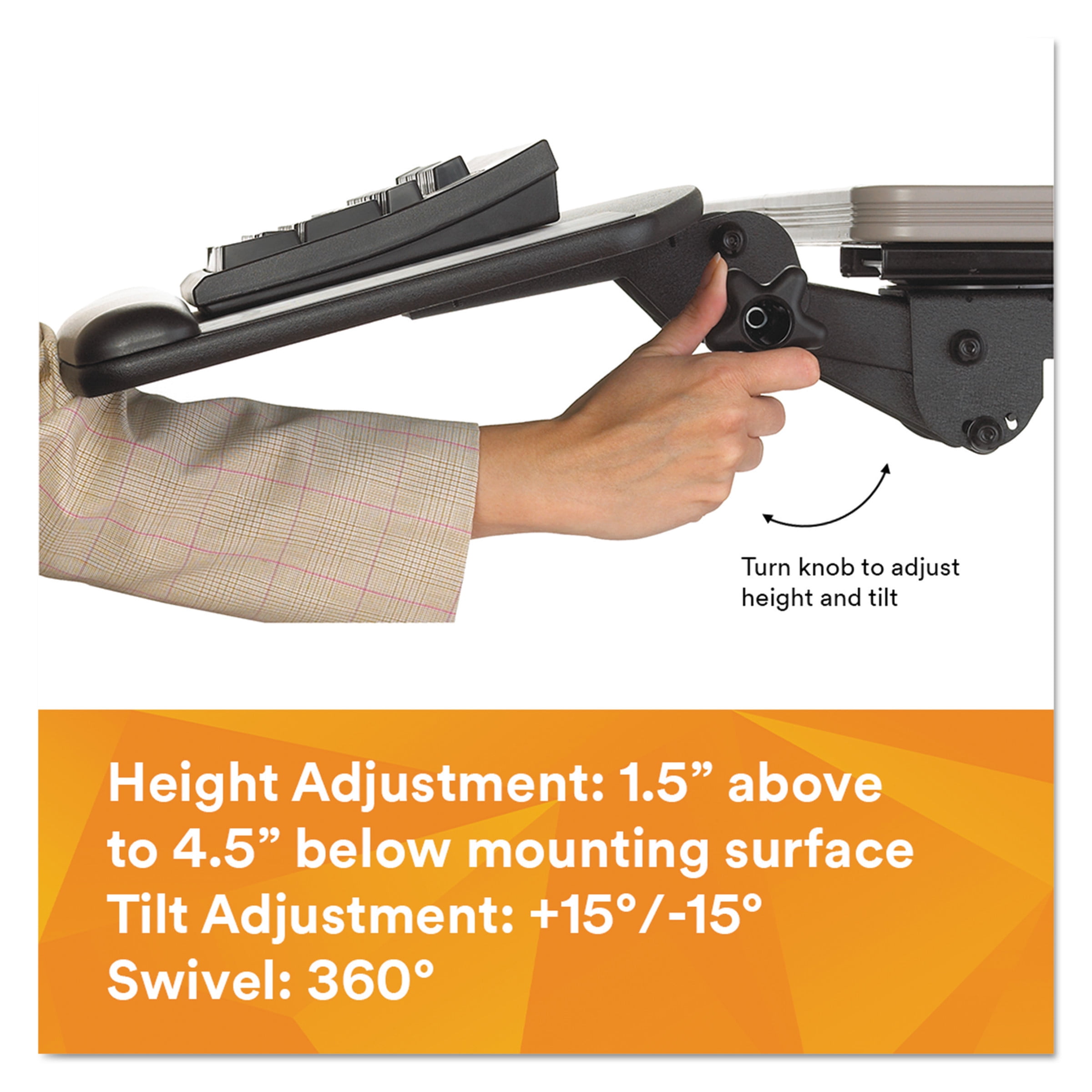 3M Adjust Keyboard Tray with Adjustable Keyboard and Mouse Platform