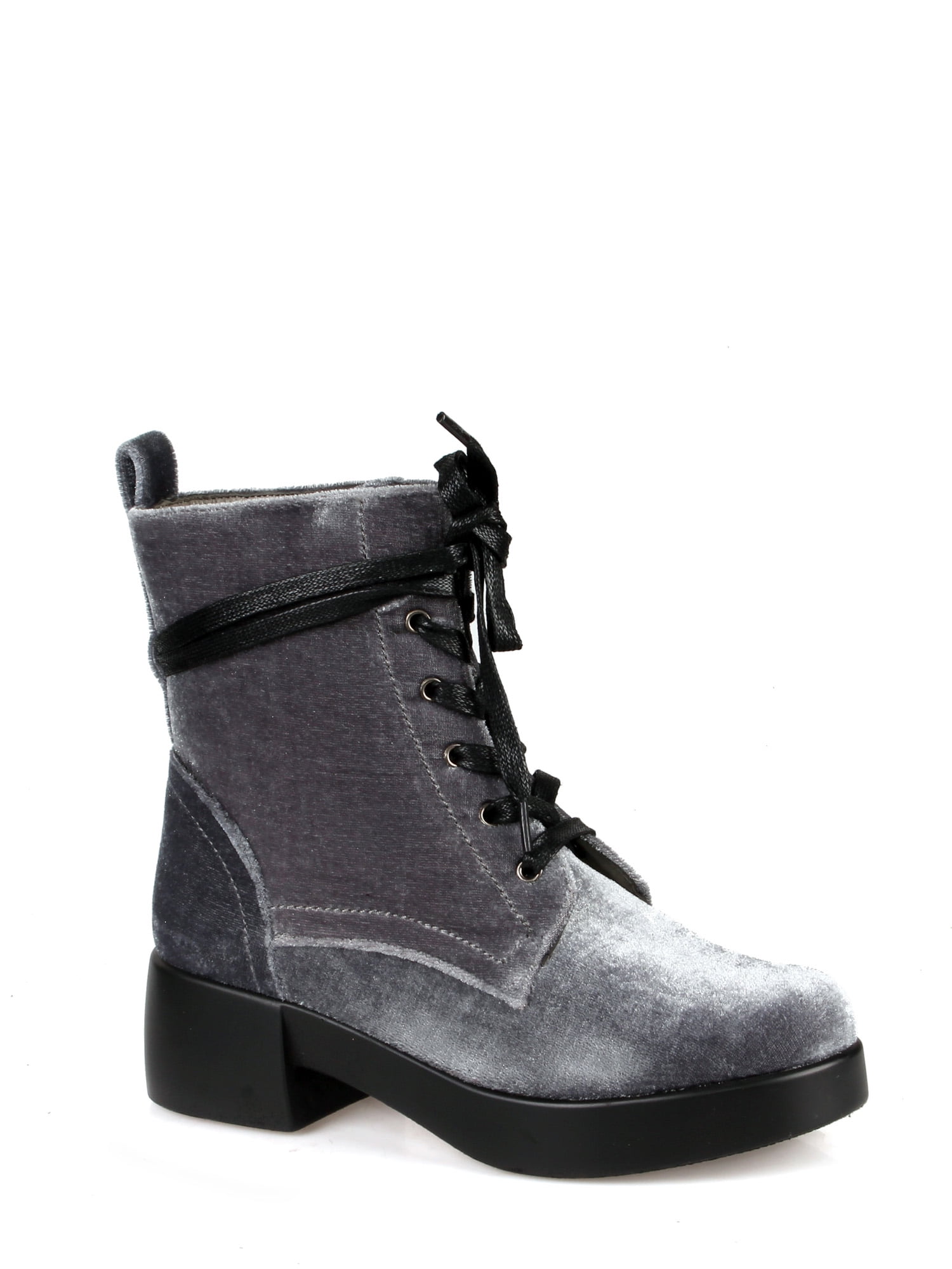 Nature Breeze Velvet Combat Women's Boot in Grey
