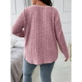 thumbnail image 3 of Women'S Plus Size Casual Knitted V-Neck Long Sleeve Sweater Light Pink 5XL, 3 of 6