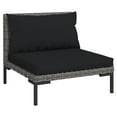 thumbnail image 2 of vidaXL 11 Piece Patio Lounge Set with Cushions Poly Rattan Dark Gray, 2 of 11