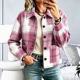 thumbnail image 2 of Enjoytime Fall Jackets for Women Plaid Lapel Collar Button Down Cropped Jacket Trendy Casual Coat Fashion Long Sleeve Outerwear, 2 of 7