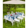 thumbnail image 4 of Fsddascl Lake Paddles Outdoor Tablecloth - 60x84 Inch Rectangle Dining Table Cover, Summer Watercolor Teal Blue Striped Waterproof Outdoor Table Cloth with Umbrella Hole & Zipper for Picnic/Patio, 4 of 7