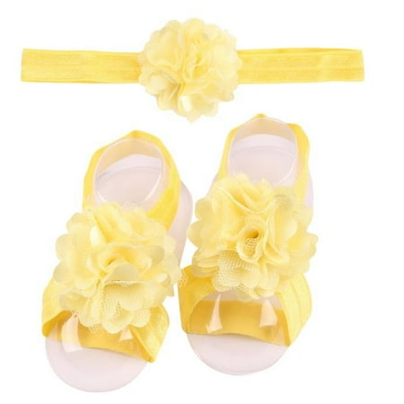

Gifts for children 1Pair Infant Pearl Chiffon Barefoot Toddler Foot Flower Beach Sandals YE Fragarn