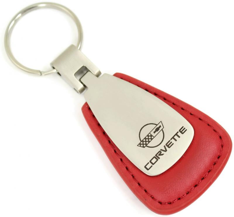 Chevrolet Chevy Corvette C4 Red Leather Tear Drop Key Chain