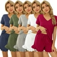 thumbnail image 2 of FLMEI Womens Pajama Sets Comfy Short Sleeve Sleepwear Tops and Shorts Jammies 2 Piece Spring Summer Pjs Loungewear Outfit S-XXL, 2 of 9