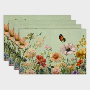 SHERONV Table Placemats Set of 4/Table Mats Set of 4,Washable Wipeable  Vinyl  Placemats,Heat Resistant Placemats for Dining Tables,  Mats Indoor Set of 4 18x12in